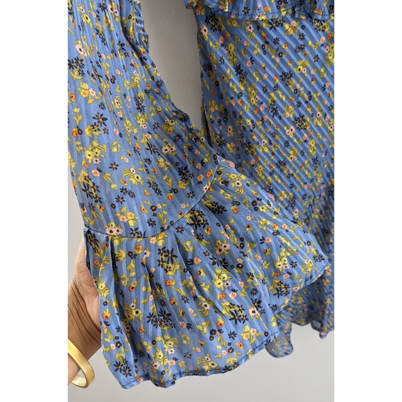 New WOT Free People Sweetest Thing Mini Floral Dress in Blue - Picture 11 of 16